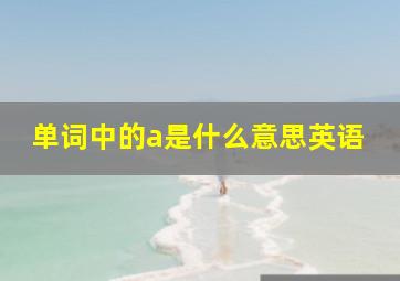 单词中的a是什么意思英语