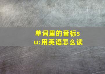 单词里的音标su:用英语怎么读