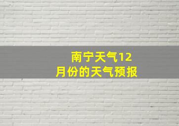 南宁天气12月份的天气预报