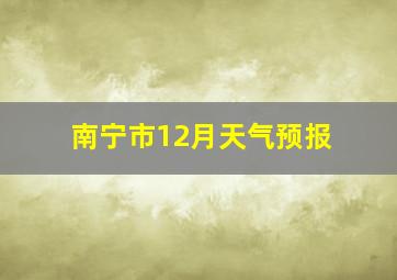 南宁市12月天气预报