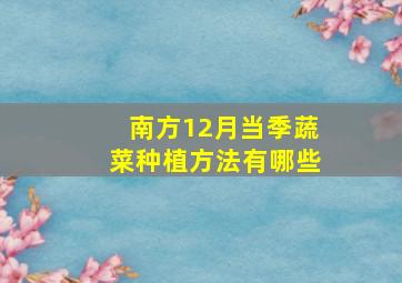 南方12月当季蔬菜种植方法有哪些