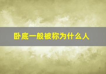 卧底一般被称为什么人