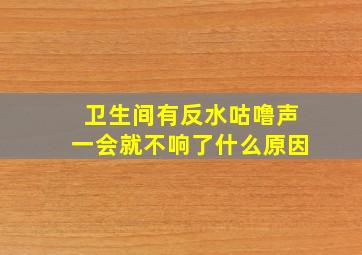 卫生间有反水咕噜声一会就不响了什么原因