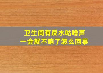 卫生间有反水咕噜声一会就不响了怎么回事