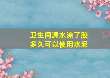 卫生间漏水涂了胶多久可以使用水泥