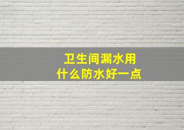 卫生间漏水用什么防水好一点