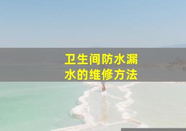 卫生间防水漏水的维修方法