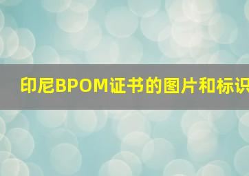 印尼BPOM证书的图片和标识