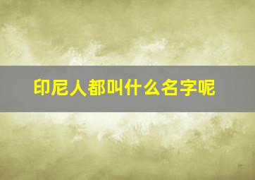 印尼人都叫什么名字呢