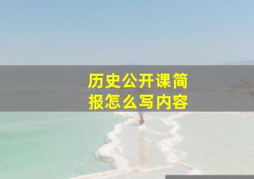 历史公开课简报怎么写内容