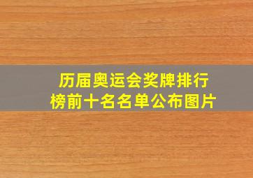 历届奥运会奖牌排行榜前十名名单公布图片