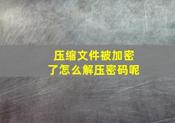 压缩文件被加密了怎么解压密码呢