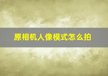 原相机人像模式怎么拍