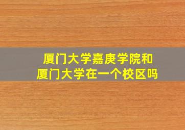 厦门大学嘉庚学院和厦门大学在一个校区吗