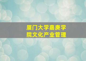 厦门大学嘉庚学院文化产业管理