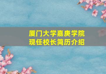 厦门大学嘉庚学院现任校长简历介绍