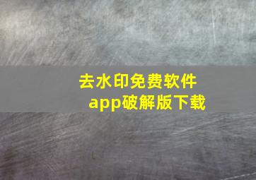 去水印免费软件app破解版下载