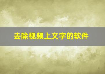 去除视频上文字的软件