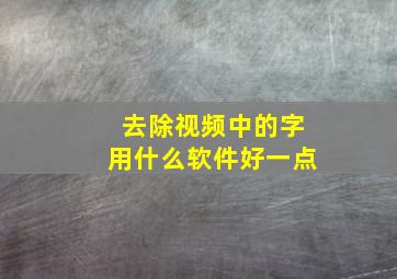 去除视频中的字用什么软件好一点