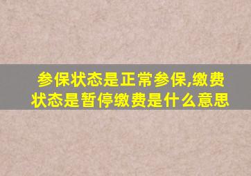 参保状态是正常参保,缴费状态是暂停缴费是什么意思