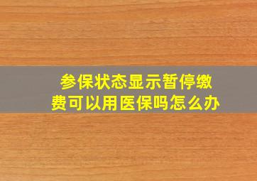 参保状态显示暂停缴费可以用医保吗怎么办