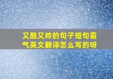 又酷又帅的句子短句霸气英文翻译怎么写的呀