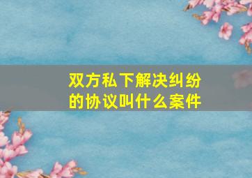 双方私下解决纠纷的协议叫什么案件