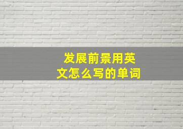 发展前景用英文怎么写的单词