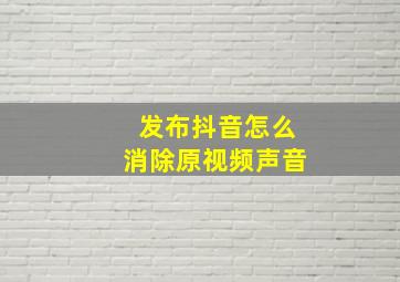 发布抖音怎么消除原视频声音