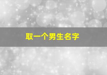 取一个男生名字