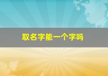 取名字能一个字吗