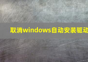 取消windows自动安装驱动