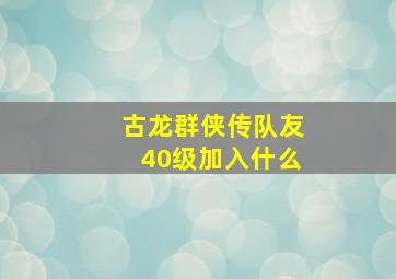 古龙群侠传队友40级加入什么