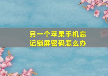 另一个苹果手机忘记锁屏密码怎么办