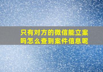 只有对方的微信能立案吗怎么查到案件信息呢