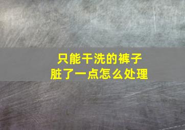 只能干洗的裤子脏了一点怎么处理