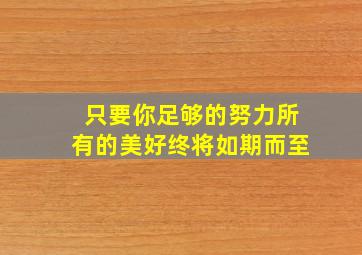 只要你足够的努力所有的美好终将如期而至