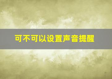 可不可以设置声音提醒