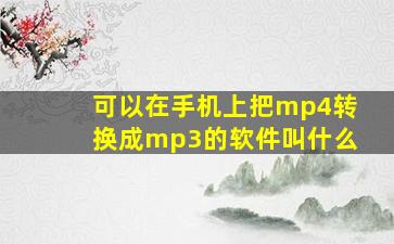 可以在手机上把mp4转换成mp3的软件叫什么