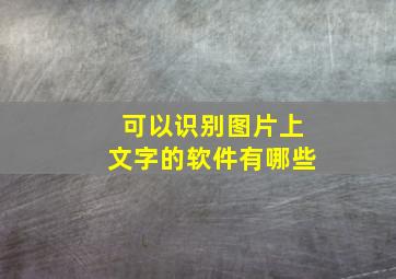 可以识别图片上文字的软件有哪些