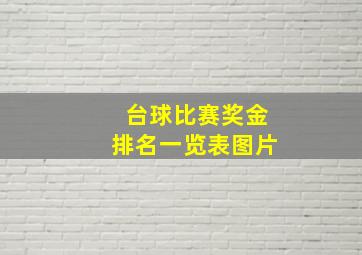 台球比赛奖金排名一览表图片