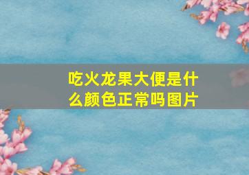 吃火龙果大便是什么颜色正常吗图片