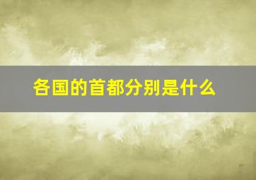 各国的首都分别是什么