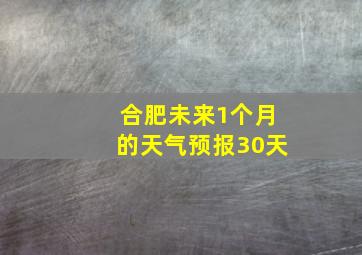 合肥未来1个月的天气预报30天