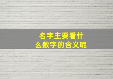 名字主要看什么数字的含义呢