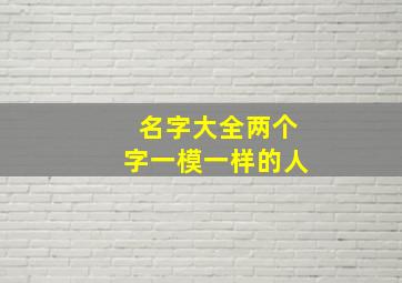 名字大全两个字一模一样的人