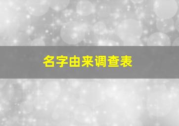 名字由来调查表