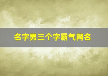 名字男三个字霸气网名