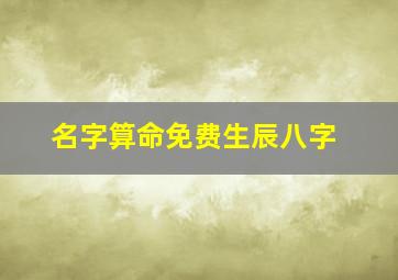 名字算命免费生辰八字