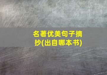 名著优美句子摘抄(出自哪本书)